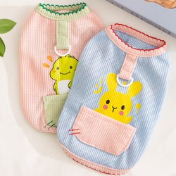 Cute pet clothing spring and summer thin breathable cartoon pocket traction vest for small and medium-sized dogs