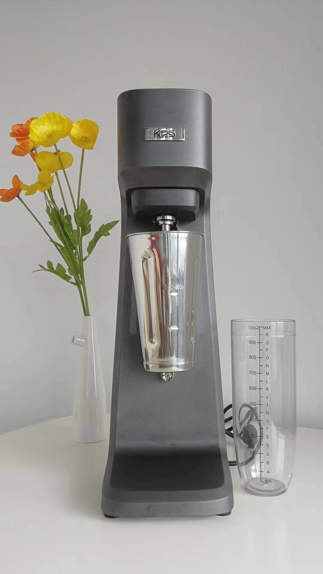 VEVOR Frullatore Elettrico 180W per Frappè Smoothie Granita Bevande Fresche Miscelatore Velocità Regolabile in Acciaio Inox da Tavolo con 2 Bicchieri da 800L, Mescolatore Elettrico di Sorbetto Granita