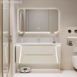 Haoxin Cream-Style Oak Lacquered Bathroom Cabinet Set with Integrated Ceramic Basin, Bathroom Sink, Washbasin, Vanity Set, Decorative Accessories