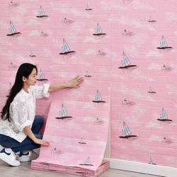 Home Kidsren's Room Wallpaper Waterproof and Moisture-Proof Internet Celebrity Self-Adhesive 3D Stereo Wall Stickers Bedroom Warm Wall Wall Stickers