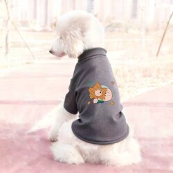 Dog Clothes Autumn and Winter Cartoon Print Half-High Collar Warm Small Dog Clothing for Teddy and Bichon Pets