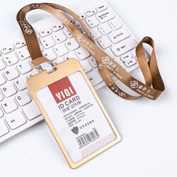 Yiqi 10-Pack Aluminum Alloy Work Badge Card Holder, Badge Lanyard, Metal Id Card Holder, Employee Lanyard