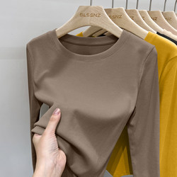 Double-Sided Thermal Round-Neck Base Shirt for Women, Suitable for Layering in Autumn and Winter 2025, New Style with Added Fleece and Thickness, Plus Size, Can Be Worn as Outerwear, Long-Sleeved Top
