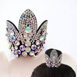 Rhinestone Crown Artistic Gymnastics Dance Cheerleading Hair Tie Figure Skating Hair Accessories Bun Hair Rope