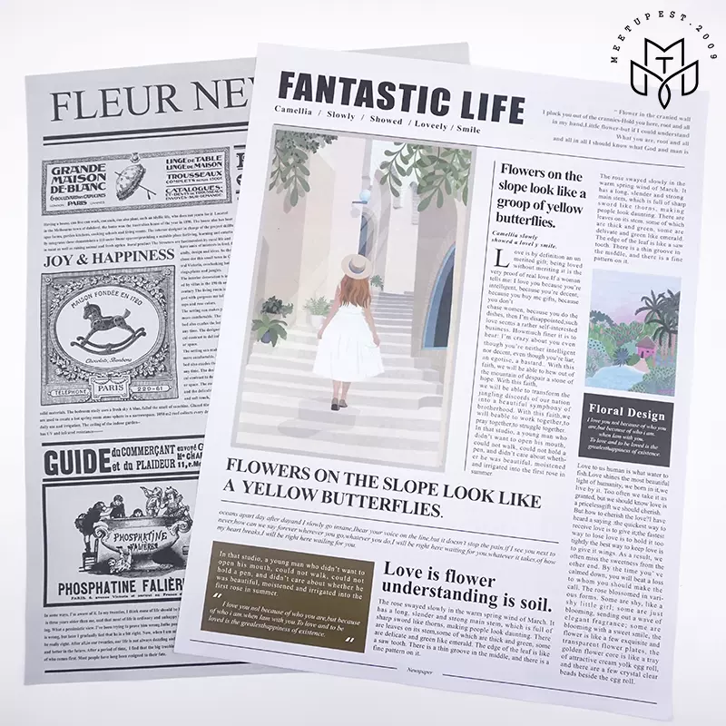 复古英文报花艺报英文报海报纸花束包装纸包花纸花