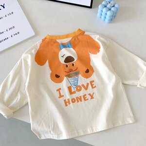 
2026 spring and summer new children's clothing for boys and girls, cute cartoon bear long-sleeved T-shirt, pure cotton inner baby bottoming shirt
