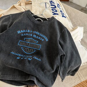 
Children's retro old black wash long-sleeved T-shirt spring clothes for boys aged 0-6 years old handsome versatile base shirt underwear