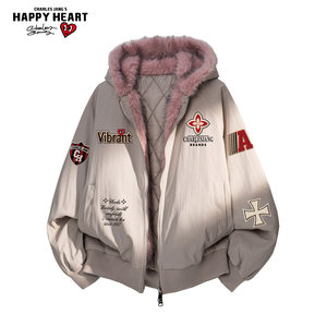 Charles Heart Mountain Eagle Hooded Fur Collar Cotton Clothes for Men and Women Winter Handsome New Couple Jackets and Clothes