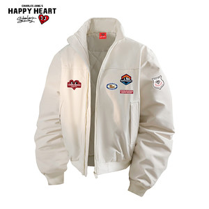 
Charles Heart American Flight Jacket Cotton Clothes Men's Winter Cold Protection and Warmth Fashion Brand New Silhouette Couple Cotton Clothes