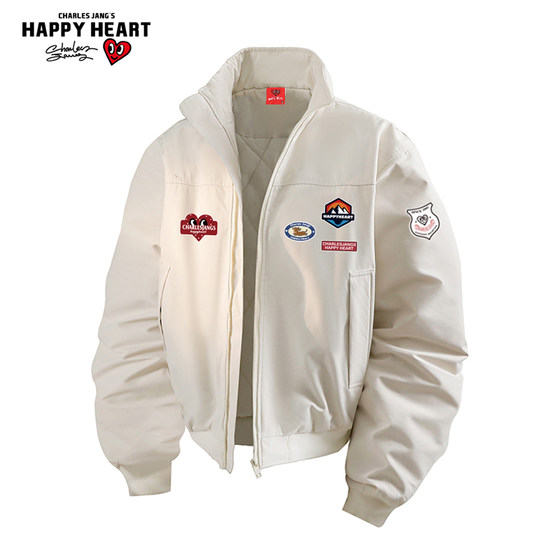 
Charles Heart American Flight Jacket Cotton Clothes Men's Winter Cold Protection and Warmth Fashion Brand New Silhouette Couple Cotton Clothes