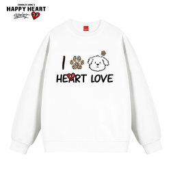 Charles Heart American Round Neck Sweatshirt for Men and Women Spring and Autumn Pet Dog Long Sleeve Student Loose Couple No Hat