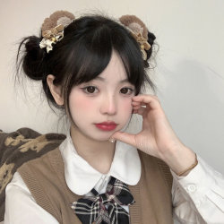 Cute Bear Ear Hair Clips, Lamb Wool Bow Hairpins, Children's Plush Cat Ear Hair Accessories, Baby Girl Hair Clips