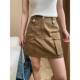 Sinan American street style niche retro work clothes double pocket design high waist A-line short skirt SN7274