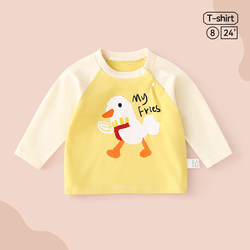 Baby Long-Sleeved T-Shirt Spring Top Pure Cotton Baby Clothes for Boys and Girls Children's Outerwear Trendy Clothing Toddler Kids' Clothing t