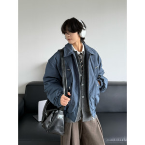 
19otiwtt American trendy brand retro structured three-dimensional tailoring lapel cotton jacket for men in winter thickened warm workwear