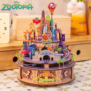 Disney Crazy Animal City eight -tone box 3D three -dimensional puzzle wood assembly toys handmade rabbit Judi Gift gifts