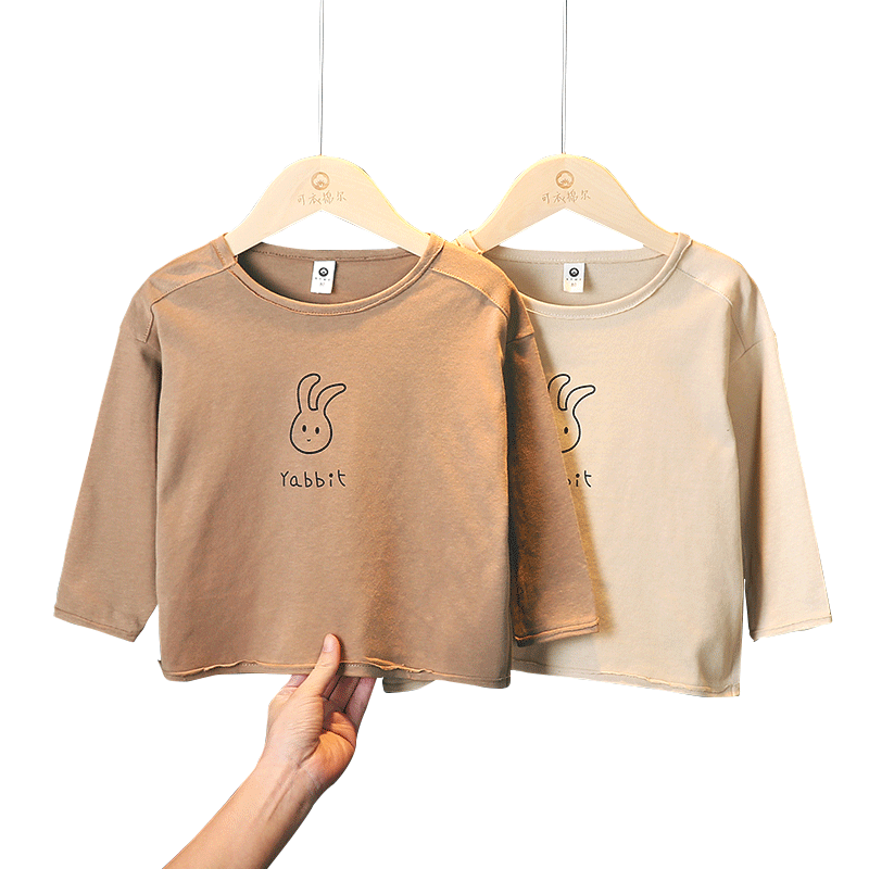 Baby long -sleeved T -shirts spring and autumn 100%cotton cotton cotton jacket male girls and girls' loose Korean Japanese version of Japanese T -shirt

