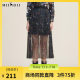 Answer to the mystery 2022 autumn new retro printed mesh skirt A-shaped versatile pleated design skirt for women 223MB1040
