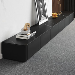 Slate Tv Cabinet and Coffee Table Set for Living Room, 2026 New Model, Black Minimalist Solid Wood Floor-Standing Tv Cabinet