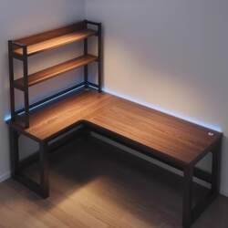 Corner Computer Desk L-Shaped Desktop Home Gaming Desk Study Desk with Bookshelf Bedroom Study Table Office Desk Chair Gaming Table