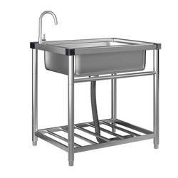 Commercial Kitchen Sink 304 Stainless Steel Wash Basin with Stand Integrated Dishwashing Sink Household Sink Large Single Sink
