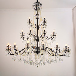 French-Style Villa High-Rise Crystal Chandelier Black Open-Air Light Luxury Hotel Lobby Duplex Staircase Chandelier Pearl Lamp