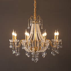 French Crystal Living Room Chandelier, American Mid-Century Retro Dining Room Bedroom Lamp, High-Ceiling Hotel New Light Luxury Style