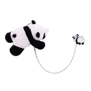 Lying on you, the panda three -dimensional brooches cute soft cute girl heart accessories chain pendant with couple needle