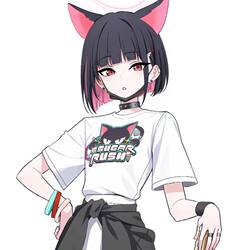 Quick-Drying Clothing Azure File Peripheral Cat T-Shirt Azure Xingshan and Yusha Cos Band Same Style Short-Sleeved Clothes Secondary