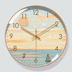 Round Minimalist Living Room Silent Wall Clock Nordic Dining Room Wall Clock Hallway Wall Art Fashion Radio-Controlled Clock