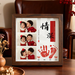 One-Year-Old Hand and Foot Prints, Deep Sibling Bond, Ink Pad, Full Moon Souvenir, Baby Hand and Foot Prints, First Birthday Decoration, Photo Frame