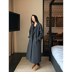 Pusumede Black 100 Wool Double-sided Woolen Coat For Women Winter High-end Temperament Korean Style Loose Woolen Coat