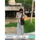 
pusumede black round neck knitted vest dress for women with waist slim design slit bottoming skirt