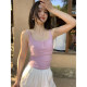 Pusumede white chest pad suspender vest for women with short waist slim fit inner sleeveless knit top
