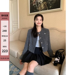 Pusumede High-end Small Fragrance Jacket Women's Winter Temperament Round Neck Cardigan French Retro Wool Short Top