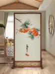 Màn hình nhập phong cách Trung Quốc mới vách ngăn lối vào phòng khách vải đơn giản hiện đại văn phòng màn hình ghế gỗ nguyên khối hai mặt đơn giản