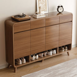 Large-Capacity Solid Wood-Colored Shoe Cabinet for Home Entrance, Hallway, and Exterior Foyer, Integrated Storage and Storage, New Shoe Rack