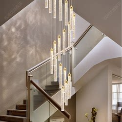 Staircase Chandelier, Modern and Simple, Grand Villa, High Ceiling, Loft, Rotating Crystal, Living Room, Duplex Building, Long Chandelier