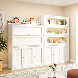 Steel Bookcase with Glass Doors for Living Room Display, Household Dust-Proof Cabinet with Doors, Children's Iron Floor-Standing Multi-Layer Storage Cabinet