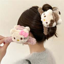 Cute Plush Claw Clip Kitty Cat Shark Clip Sweet Back-Of-The-Head Hair Clip 2025 New Hair Accessory Headwear