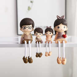 Living Room Home Wall Decoration Gift Small Ornaments Cartoon Hanging Doll Family of Four Creative Decorative Ornaments