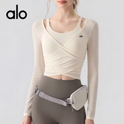 Aio Thin Versatile Yoga Top for Women, New Sports Fitness Set, Running Training Two-Piece Set, Long Sleeves