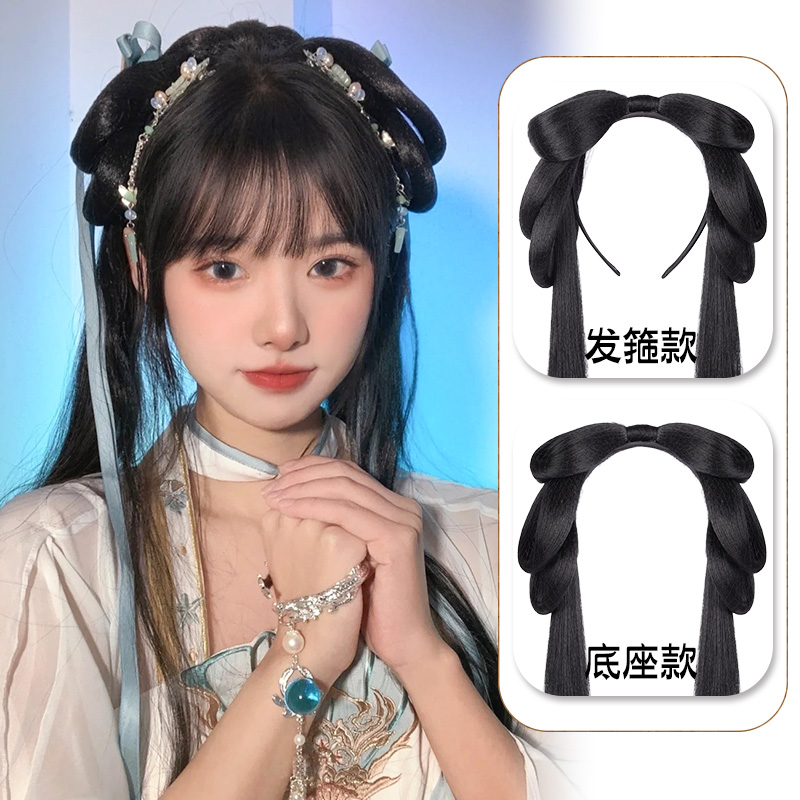 古代衣装漢服ウィッグ - 怠惰なヘアバンド - 唐風おだんご