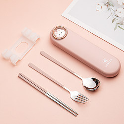 Elementary School Students' Chopsticks, Spoon, and Fork Portable Cutlery Set, 304 Stainless Steel Three-Piece Set for Work, Travel, and Individual Use