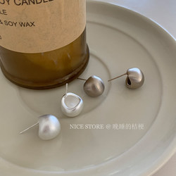 Late-Night Sleeping Platycodon (Bellflower)'Little Silver Bean' Japanese and Korean ins Versatile Spherical Elegant Earrings, Versatile Niche Commuter Earrings