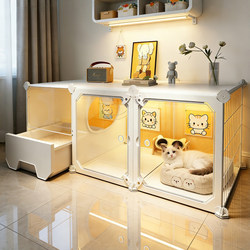 Cat Villa Cat Cage for Home Use, Indoor Cat House with Integrated Toilet, One Bedroom, One Living Room, One Bathroom Cat House