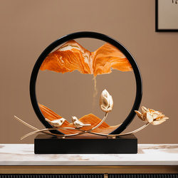New Chinese-Style Lotus Pond Moonlight Quicksand Painting Ornament for Living Room Tv Cabinet Decoration, Office Hourglass, Housewarming Gift