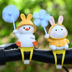 Cute Raincoat Rabbit Electric Vehicle Ornament Motorcycle Riding Windmill Small Accessory Battery Bicycle Decoration