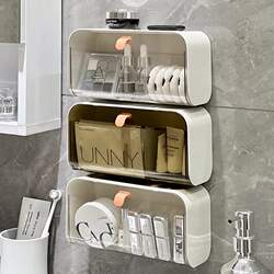 Bathroom Mirror Cabinet Storage Box, Cosmetics Compartment Organizer, Dust-Proof Wall-Mounted Makeup Remover Cotton Swab Box, Facial Mask Storage Rack