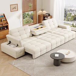 Chenille 2026 New Model Lawrence Living Room Sofa Bed for Large and Small Apartments, Wall-Leaning Electric Function Remote Control Fabric Sofa Bed